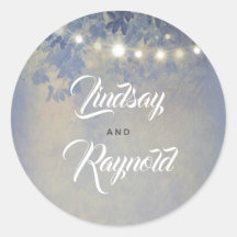 Dusty Blue Garden String Ljus Dreamy Bröllop