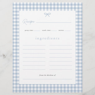Dusty Blue Gingham Baby Shower Receptkort Reklamblad