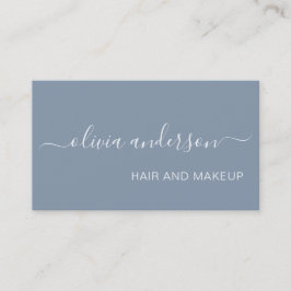 Dusty Blue Girly Simple Hair Makeup Salon Visitkort