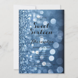 Dusty Blue Gnistra Sweet sixteen 16 Birthday Inbjudningar
