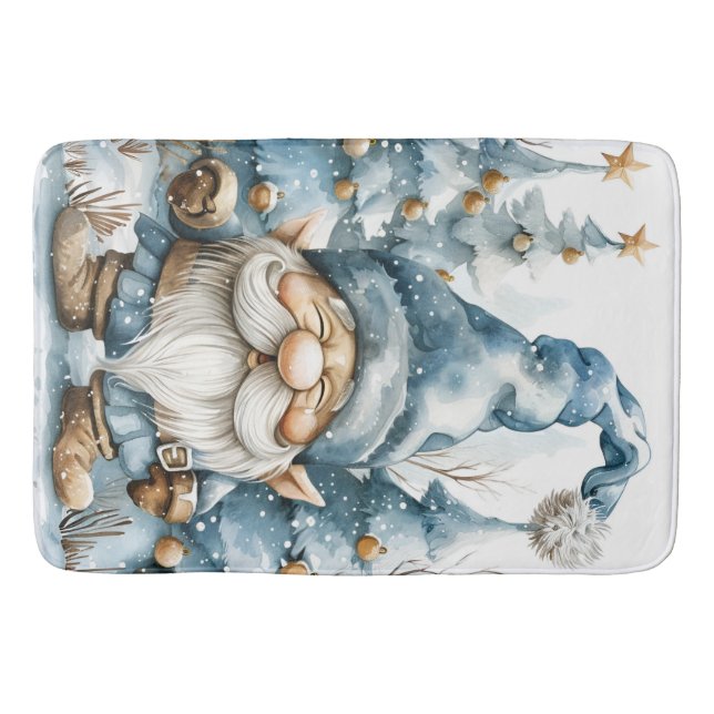 Dusty Blue Gnome och Julgranar Badrumsmatta (Framsidan)