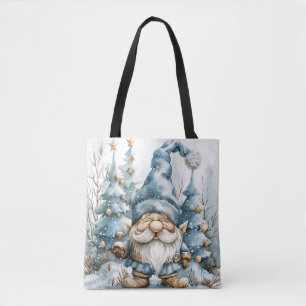 Dusty Blue Gnome och Julgranar Tygkasse