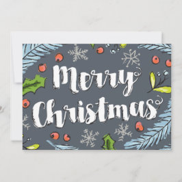 Dusty Blue God jul Spruce Boughs Julkort
