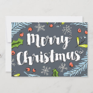 Dusty Blue God jul Spruce Boughs Julkort