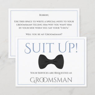 Dusty Blue & Grått be my Groomsman Roligt Bow Tie Kort
