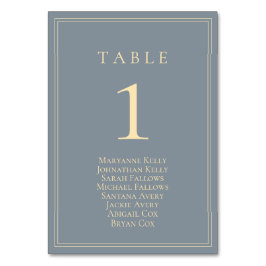 Dusty Blue-Grått med sittande Guld-diagram Bordsnummer