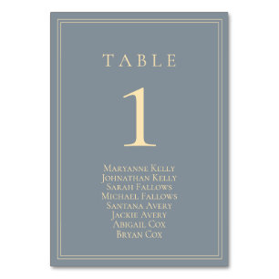 Dusty Blue-Grått med sittande Guld-diagram Bordsnummer