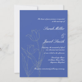 Dusty Blue & Grått Minimalist Tulip Bröllop Inbjudningar