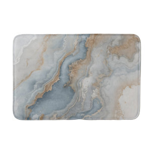 Dusty Blue Grått Tan Beige Abstrakt Badrumsmatta