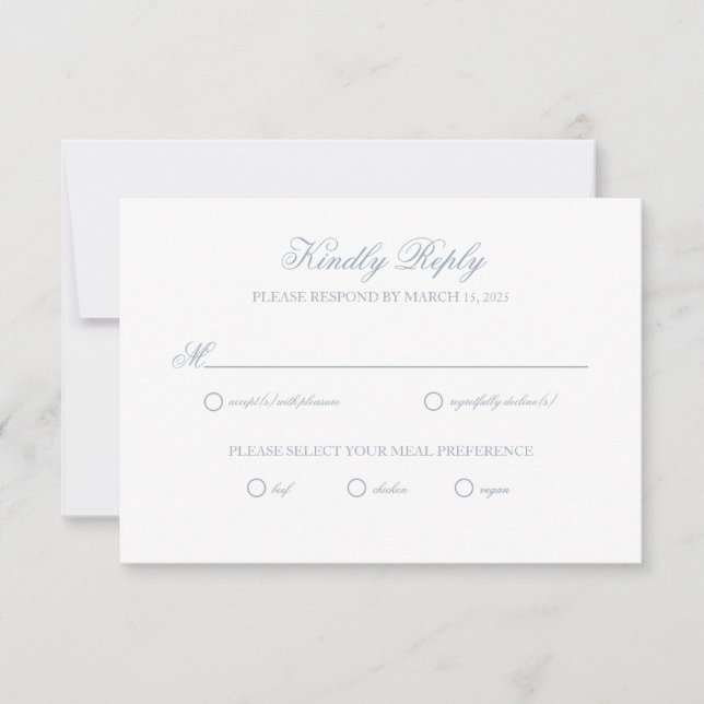 Dusty Blue Grått Vapensköld Bröllop OSA Card (Framsida)