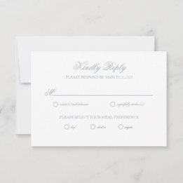 Dusty Blue Grått Vapensköld Bröllop OSA Card