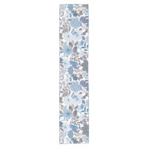 Dusty Blue & Grått Winter Himmel Blommigt Garden