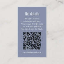Dusty Blue Gray Modern Minimal Bröllopsdetaljer QR