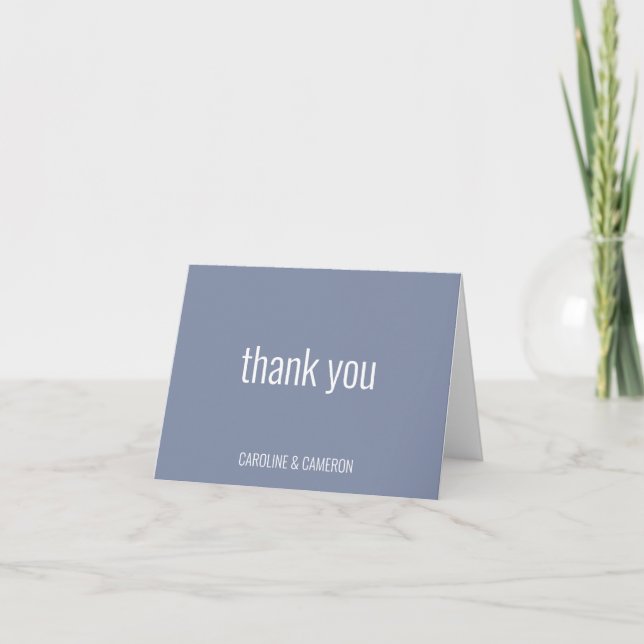 Dusty Blue Gray Modern Minimal Typography Wedding Tack Kort (Framsida)