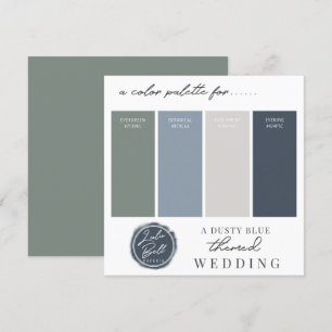 Dusty Blue Green Navy & Gray Färgpalettkort Inbjudningar