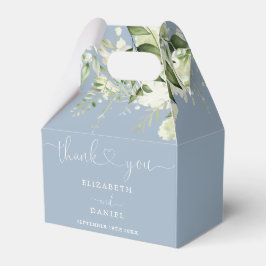 Dusty Blue Greenery Blommig Hjärtformad Bröllopskr Presentaskar