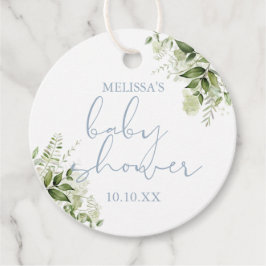 Dusty Blue Greenery Blommigt Boy Shower Gåvor Etiketter