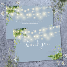 Dusty Blue Greenery Blommigt String Ljus Tack Kort