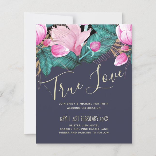 Dusty Blue Greenery Bröllop Stationery BUDGET (Framsida)