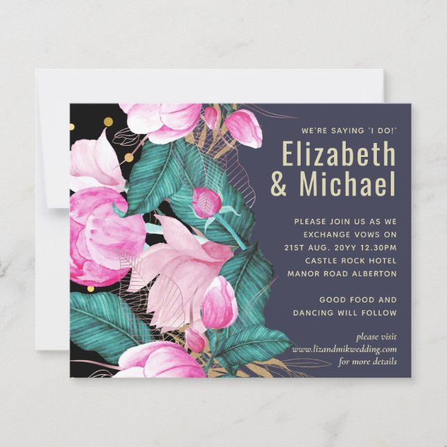 Dusty Blue Greenery Bröllop Stationery BUDGET (Framsida)