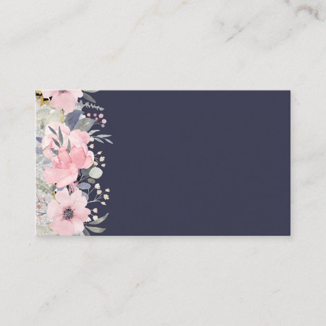 Dusty Blue Greenery Bröllop Stationery BUDGET Visitkort (Framsida)