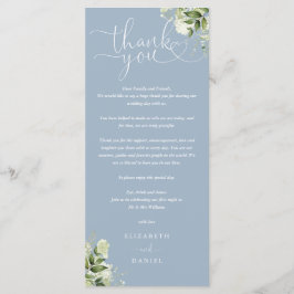 Dusty Blue Greenery Bröllop Tack Place Card Meny