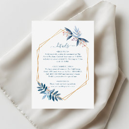 Dusty Blue Greenery Geometric Wedding Details Tilläggskort