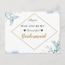 Dusty Blue Greenery Lövs Bröllop Bridesmaid