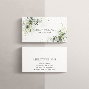 Dusty Blue Greenery Studenten Namn Card Namn Visitkort