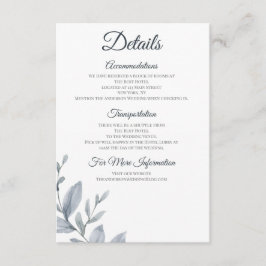 Dusty Blue Greenery Watercolor Accomodododations Tilläggskort