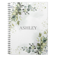 Dusty Blue Greenery Watercolor Personlig Namn