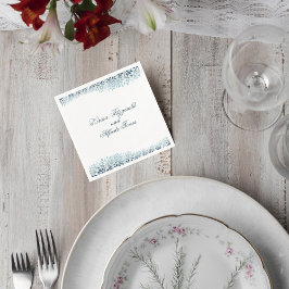 Dusty Blue Greenery Wedding Cocktail Napkin Pappersservett