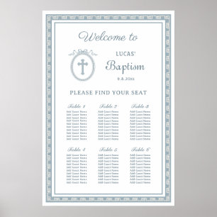 Dusty Blue Grekiska baptism-sätesschemat Ram Poster