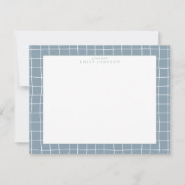 Dusty Blue Grid Frame Note Card Inbjudningar