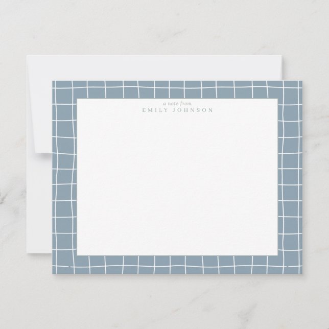 Dusty Blue Grid Frame Note Card Inbjudningar (Framsida)