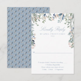 Dusty Blue Grönska Blommig Vildblommor Bröllop OSA Kort