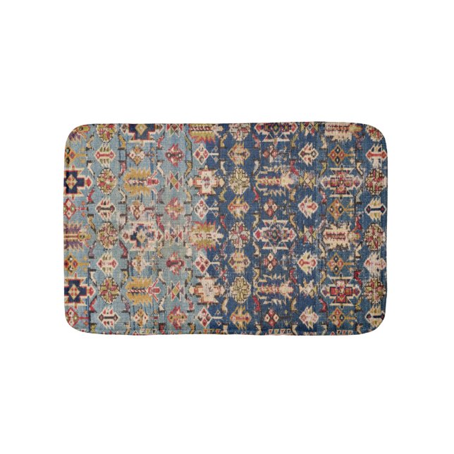 Dusty Blue Grönt Kuba Gult Bands  Badrumsmatta (Framsidan)