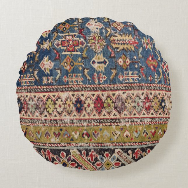 Dusty Blue Grönt Kuba II Mustard Bands  Rund Kudde (Framsidan)