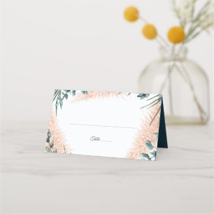 Dusty Blue Grönt Watercolor Foliage Bröllop Placeringskort