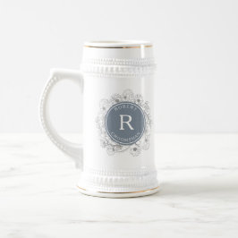 Dusty Blue Groomsman Initial Beer Stein Sejdel
