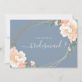 Dusty Blue Guld Blommigt blir min bridesmaid I Inbjudningar