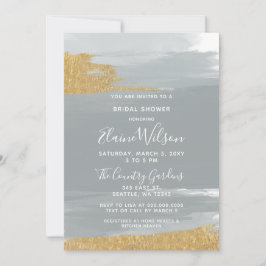 Dusty Blue Guld Calligraphy Möhippa Inbjudningar