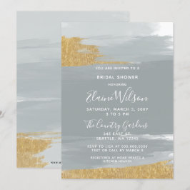 Dusty Blue Guld Calligraphy Möhippa Inbjudningar