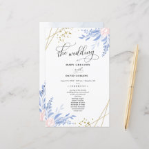 Dusty Blue Guld Geometric Blommigt Bröllop Ceremon