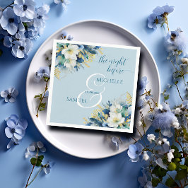 Dusty Blue Guld Glitter Blommigt kvällen före Pappersservett