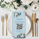Dusty Blue Guld Glitter Blommigt QR-kod Bröllop Meny<br><div class="desc">Den här Eleganten Burgundy Blommigt Modern Bröllop-menyn kan enkelt personlig med beskrivningen av Bröllop-menyn.</div>