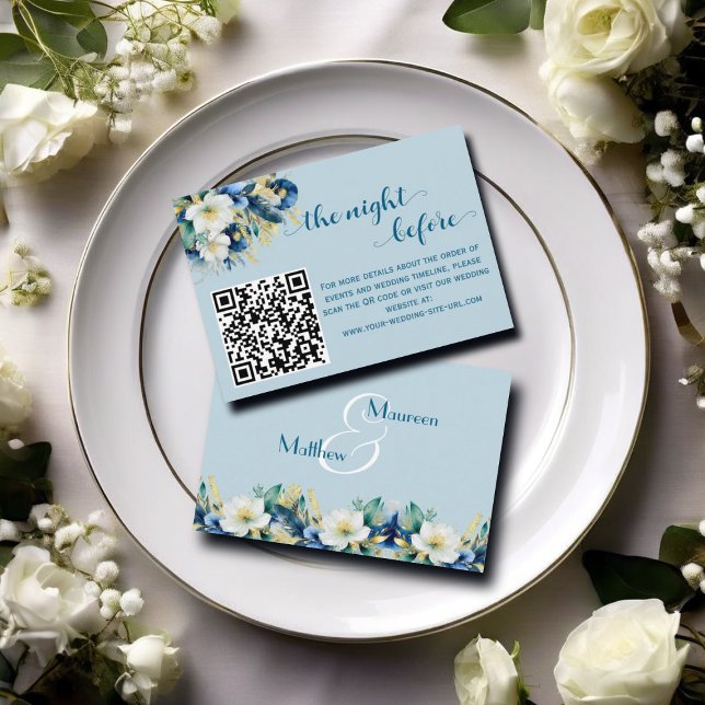 Dusty Blue Guld Glitter QR-koden natten före Tilläggskort (Skapare uppladdad)