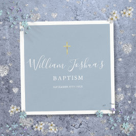 Dusty Blue Guld Kor Baptism Christening Pappersservett