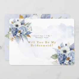 Dusty Blue Guld Peony blir min bridesmaid Inbjudningar