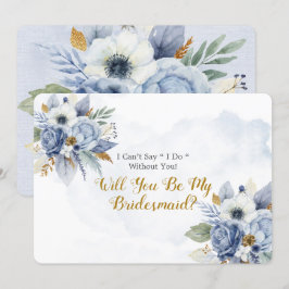 Dusty Blue Guld Peony Vill Du Vara Min Brudtjänst Inbjudningar